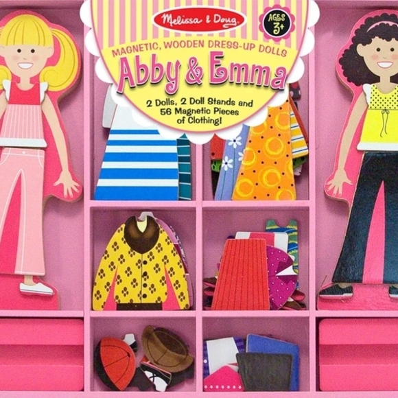 Melissa & Doug magnetic wooden dress up dolls with stands Preowned NO BOX SET #2 - Picture 9 of 9